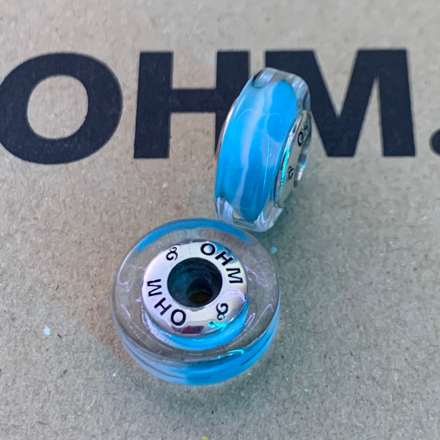 BR25-202 Blue Slim Glass Stoppers (Pair)