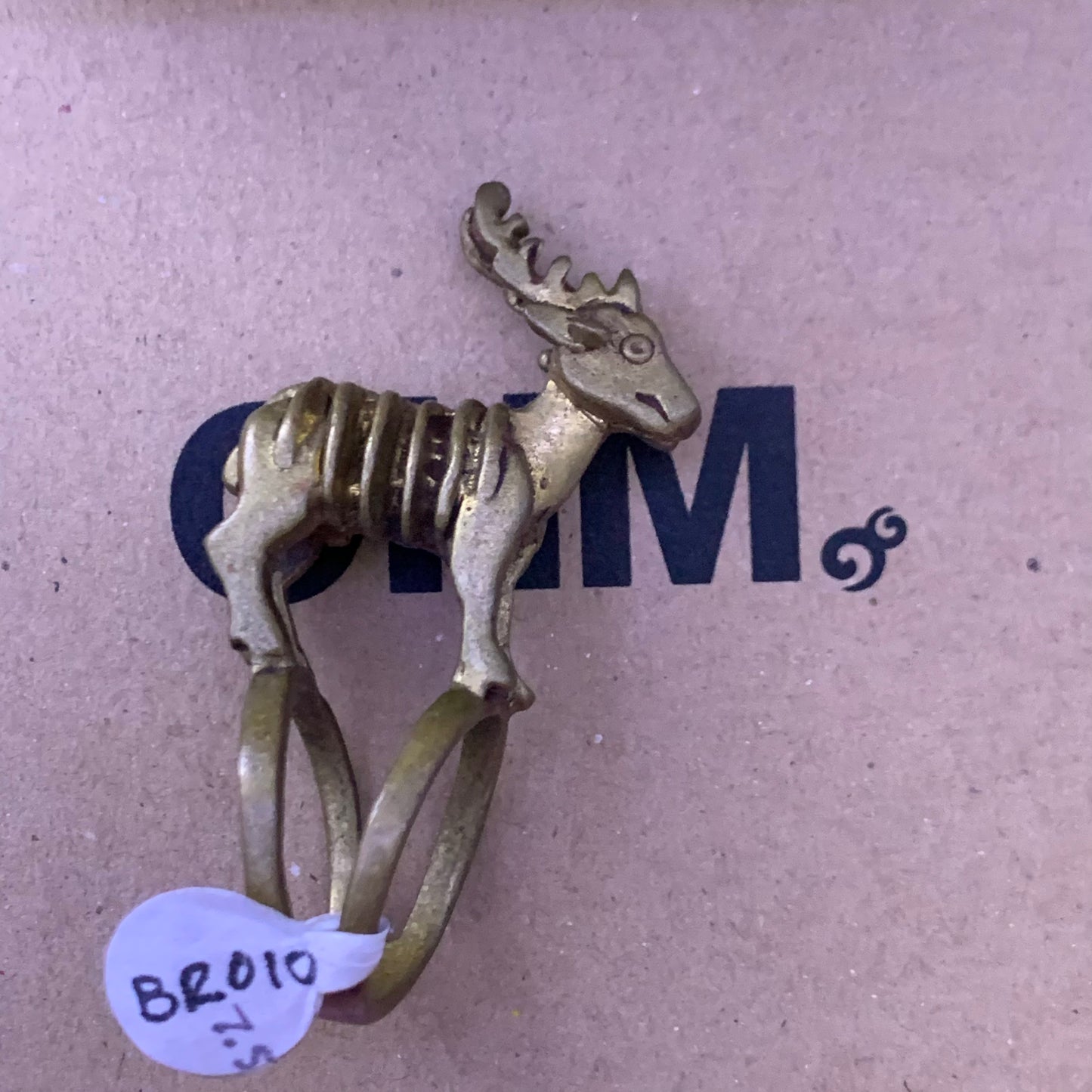 BR25-242 Brass Deer Ring Size 7.5