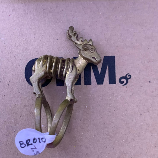 BR25-242 Brass Deer Ring Size 7.5